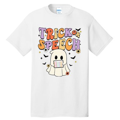 Retro SLP Halloween Cute Ghost Trick Or Speech Spooky Season  Tall T-Shirt