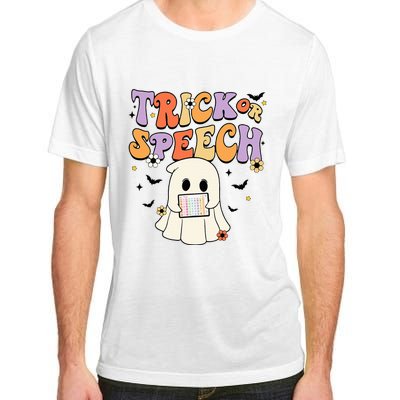 Retro SLP Halloween Cute Ghost Trick Or Speech Spooky Season  Adult ChromaSoft Performance T-Shirt