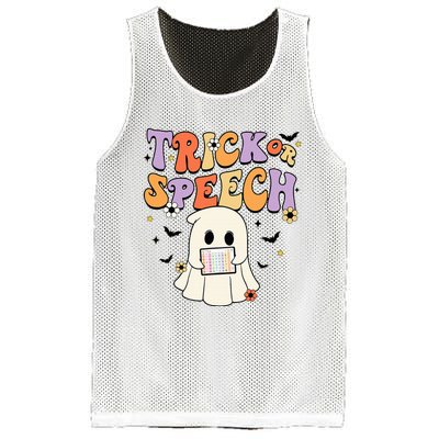 Retro SLP Halloween Cute Ghost Trick Or Speech Spooky Season  Mesh Reversible Basketball Jersey Tank