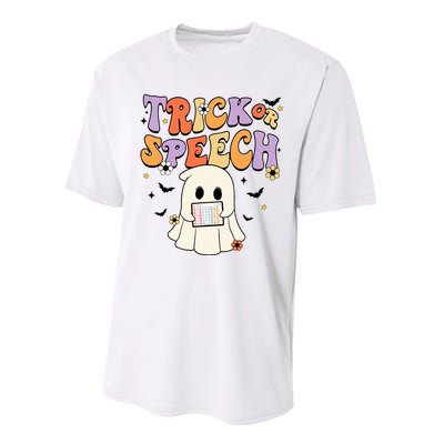 Retro SLP Halloween Cute Ghost Trick Or Speech Spooky Season  Performance Sprint T-Shirt