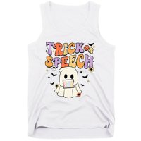 Retro SLP Halloween Cute Ghost Trick Or Speech Spooky Season  Tank Top