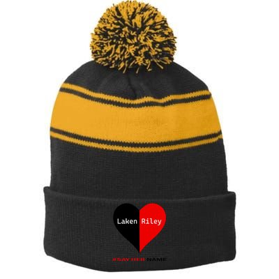 Retro Say Her Name Laken Riley Laken Riley Say Her Name Stripe Pom Pom Beanie