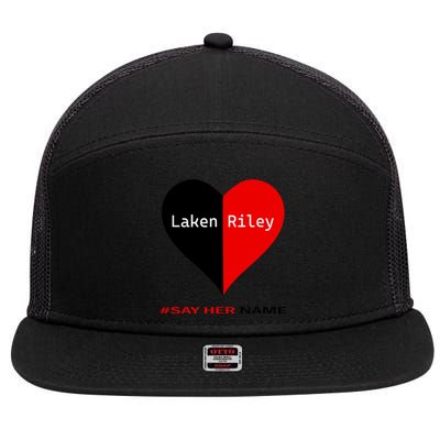 Retro Say Her Name Laken Riley Laken Riley Say Her Name 7 Panel Mesh Trucker Snapback Hat