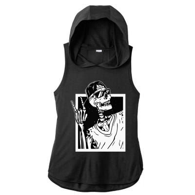 Rock Skeleton Hand Halloween Costume Funny Rocker Music Ladies PosiCharge Tri-Blend Wicking Draft Hoodie Tank