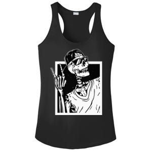 Rock Skeleton Hand Halloween Costume Funny Rocker Music Ladies PosiCharge Competitor Racerback Tank