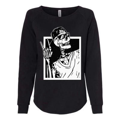 Rock Skeleton Hand Halloween Costume Funny Rocker Music Womens California Wash Sweatshirt