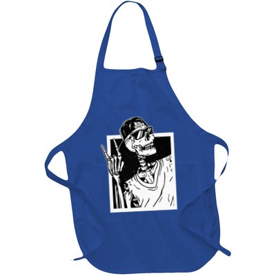 Rock Skeleton Hand Halloween Costume Funny Rocker Music Full-Length Apron With Pockets