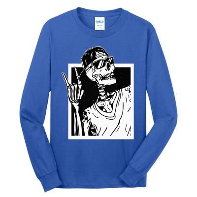 Rock Skeleton Hand Halloween Costume Funny Rocker Music Tall Long Sleeve T-Shirt