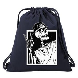 Rock Skeleton Hand Halloween Costume Funny Rocker Music Drawstring Bag