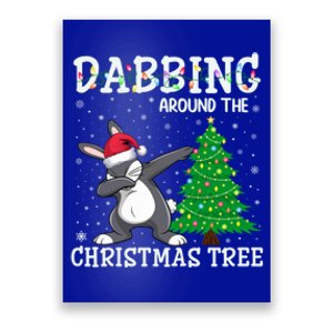 Rabbit Santa Hat Dabbing Around The Christmas Tree Gift Poster