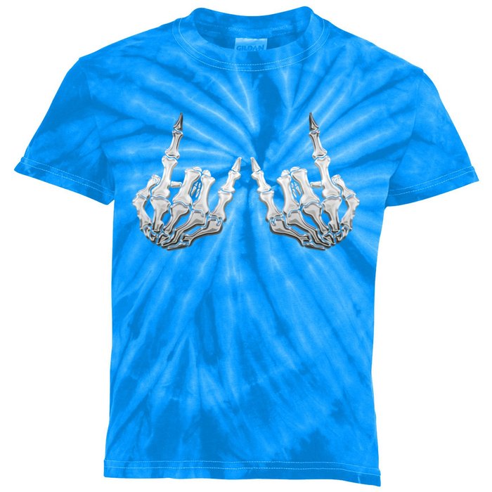 Rock Skeleton Hands Rock On Or Gift Kids Tie-Dye T-Shirt