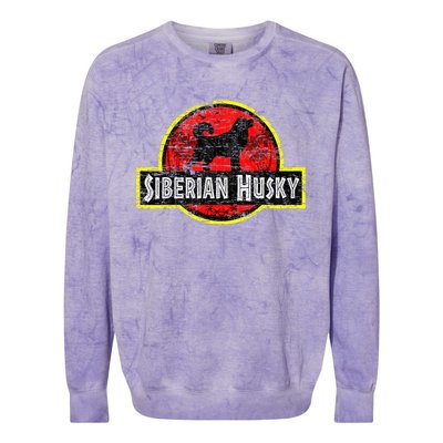 Retro Siberian Husky Dad Vintage Dog Father Pet Dog Papa Colorblast Crewneck Sweatshirt