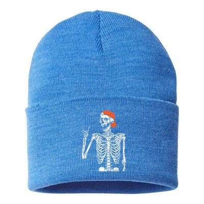 Rocker Skeleton Hand Rock On Costume Funny Halloween Funny Gift Sustainable Knit Beanie