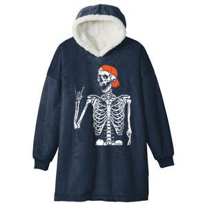 Rocker Skeleton Hand Rock On Costume Funny Halloween Funny Gift Hooded Wearable Blanket