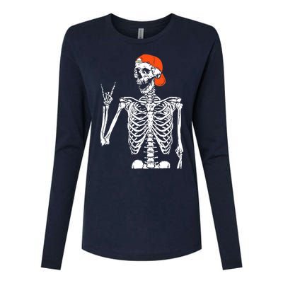 Rocker Skeleton Hand Rock On Costume Funny Halloween Gifts Womens Cotton Relaxed Long Sleeve T-Shirt