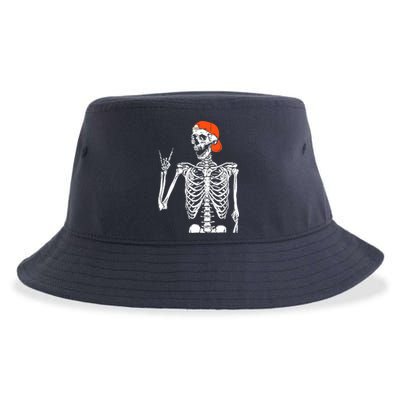 Rocker Skeleton Hand Rock On Costume Funny Halloween Gifts Sustainable Bucket Hat