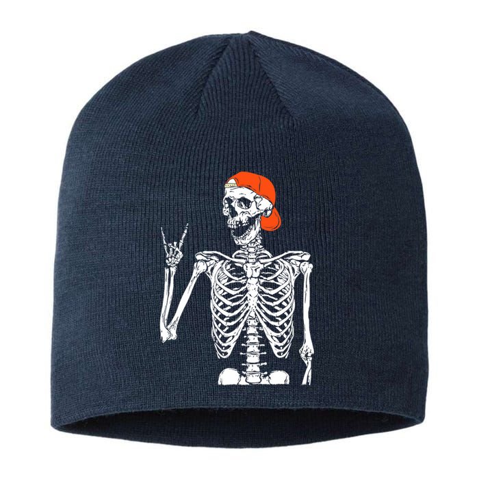 Rocker Skeleton Hand Rock On Costume Funny Halloween Gifts Sustainable Beanie