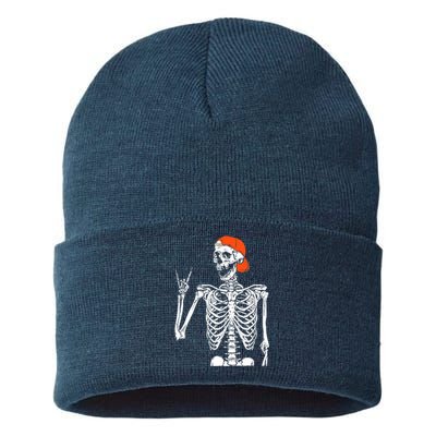 Rocker Skeleton Hand Rock On Costume Funny Halloween Gifts Sustainable Knit Beanie