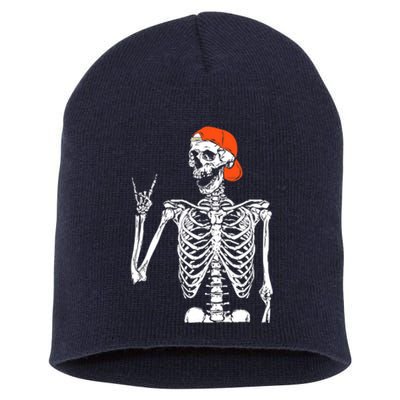 Rocker Skeleton Hand Rock On Costume Funny Halloween Gifts Short Acrylic Beanie