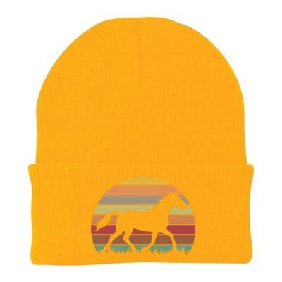 Retro Sunset Horse Knit Cap Winter Beanie