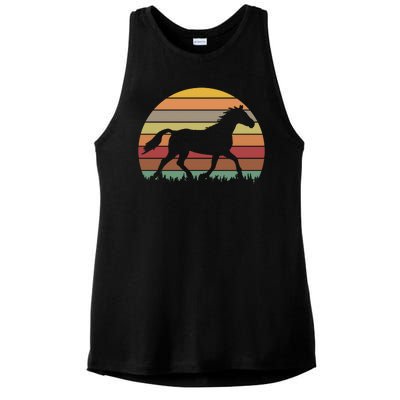 Retro Sunset Horse Ladies PosiCharge Tri-Blend Wicking Tank