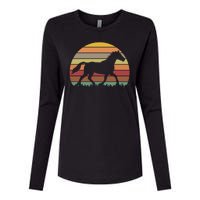 Retro Sunset Horse Womens Cotton Relaxed Long Sleeve T-Shirt