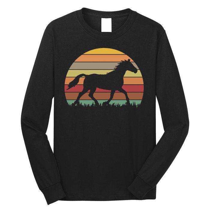 Retro Sunset Horse Long Sleeve Shirt