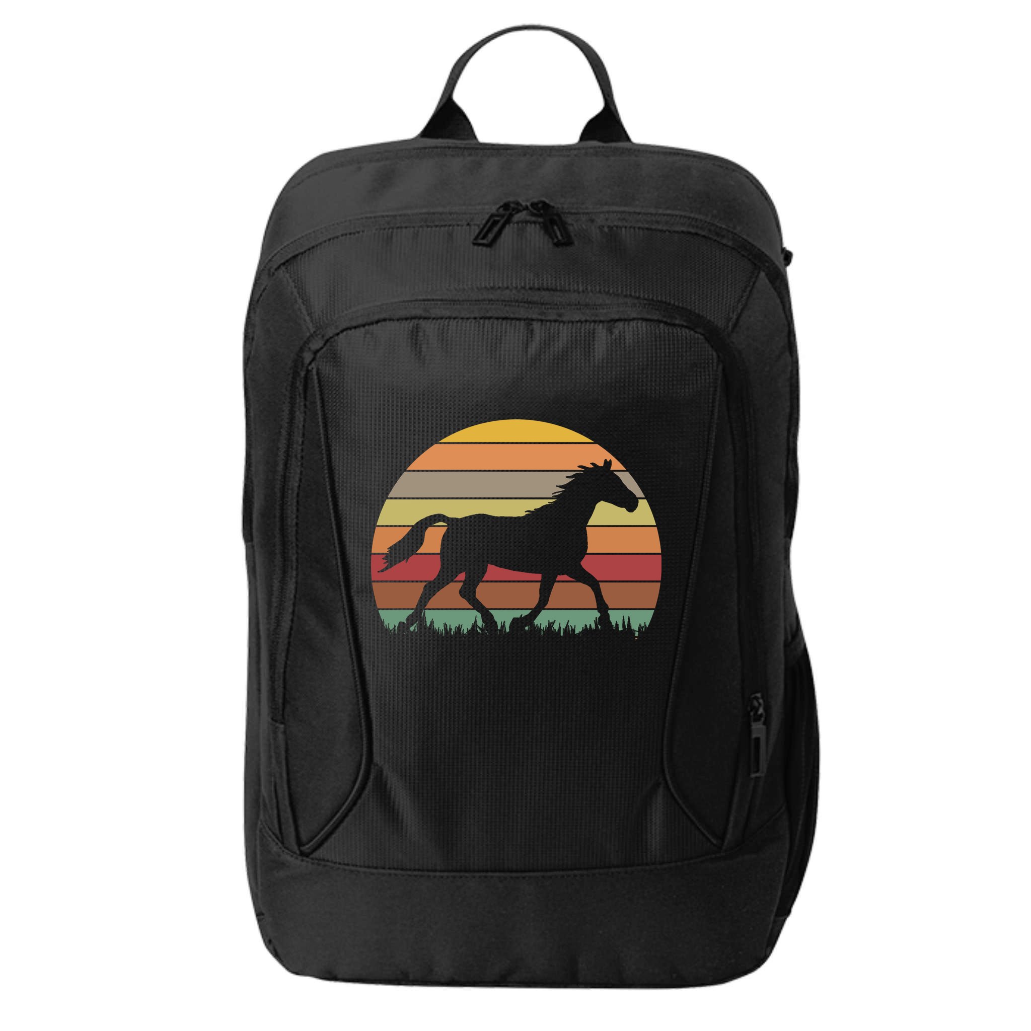 Retro Sunset Horse City Backpack