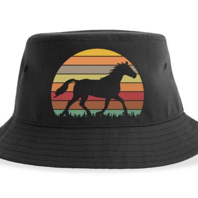 Retro Sunset Horse Sustainable Bucket Hat