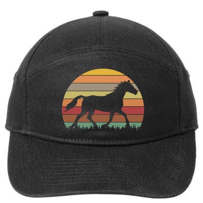 Retro Sunset Horse 7-Panel Snapback Hat