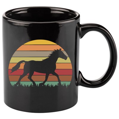 Retro Sunset Horse 11oz C Handle Ceramic Mug