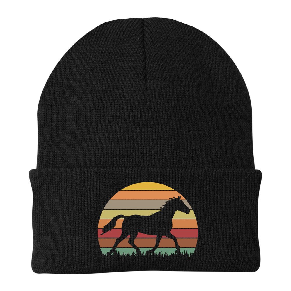 Retro Sunset Horse Beanie