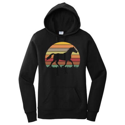 Retro Sunset Horse Women's Pullover Hoodie