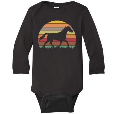 Retro Sunset Horse Baby Long Sleeve Bodysuit