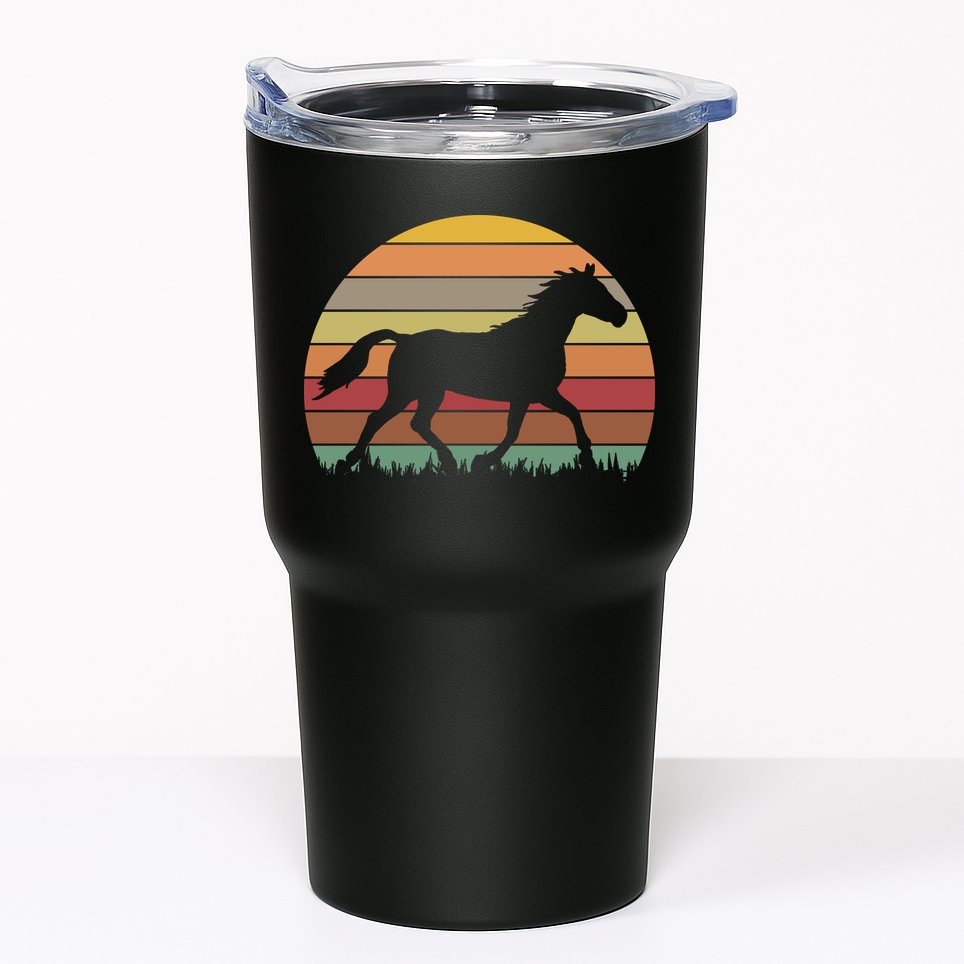 Retro Sunset Horse Tumbler