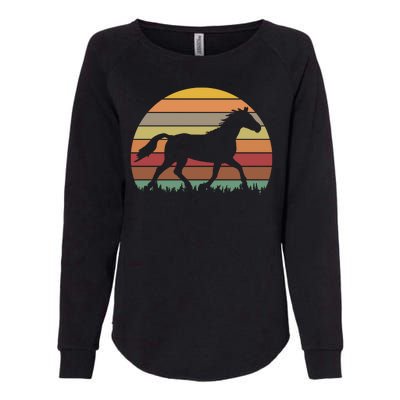 Retro Sunset Horse Womens California Wash Sweatshirt