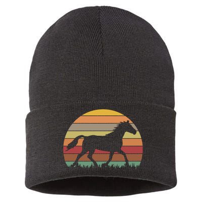 Retro Sunset Horse Sustainable Knit Beanie