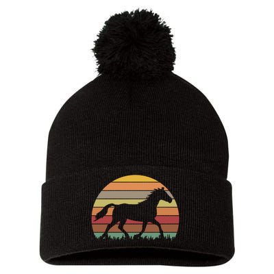 Retro Sunset Horse Pom Pom 12in Knit Beanie