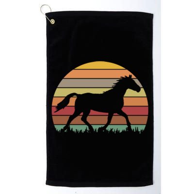 Retro Sunset Horse Platinum Collection Golf Towel