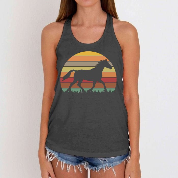 Retro Sunset Horse Women's Knotted Racerback Tank