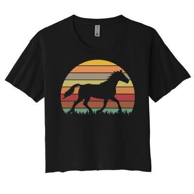 Retro Sunset Horse Women's Crop Top Tee