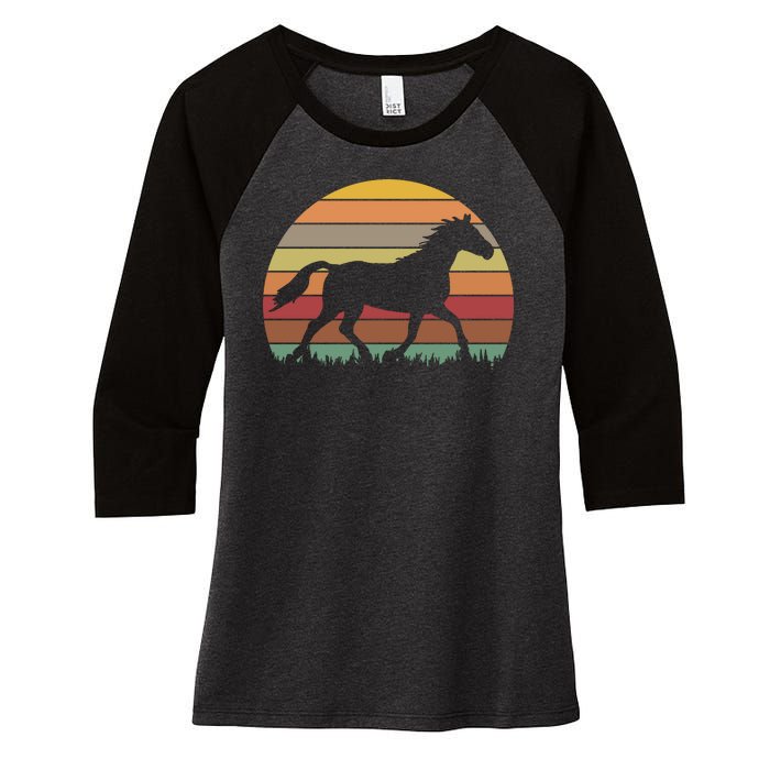 Retro Sunset Horse Women's Tri-Blend 3/4-Sleeve Raglan Shirt