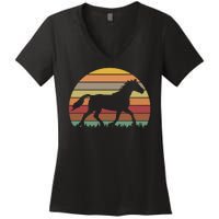 Retro Sunset Horse Women's V-Neck T-Shirt