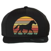 Retro Sunset Horse Wool Snapback Cap