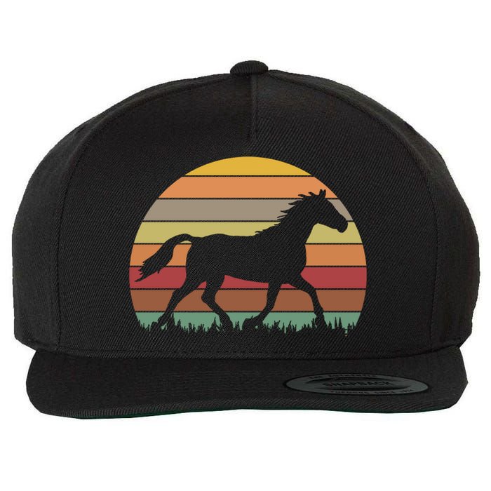 Retro Sunset Horse Wool Snapback Cap