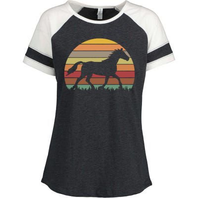 Retro Sunset Horse Enza Ladies Jersey Colorblock Tee