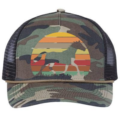 Retro Sunset Horse Retro Rope Trucker Hat Cap