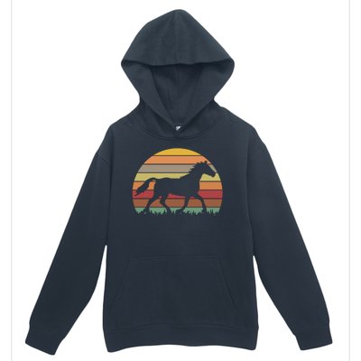 Retro Sunset Horse Urban Pullover Hoodie