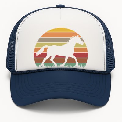 Retro Sunset Horse Trucker Hat