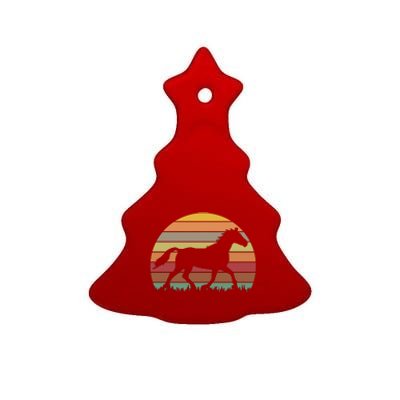 Retro Sunset Horse Ceramic Tree Ornament